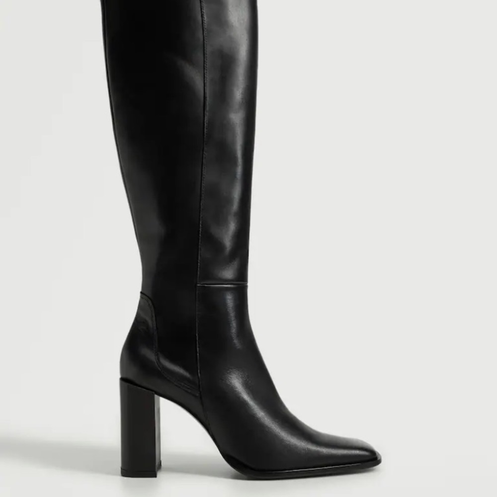 Mango Black Knee High Boots